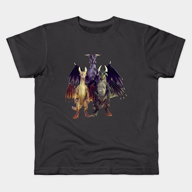 Dragon Trio Kids T-Shirt by 2HivelysArt